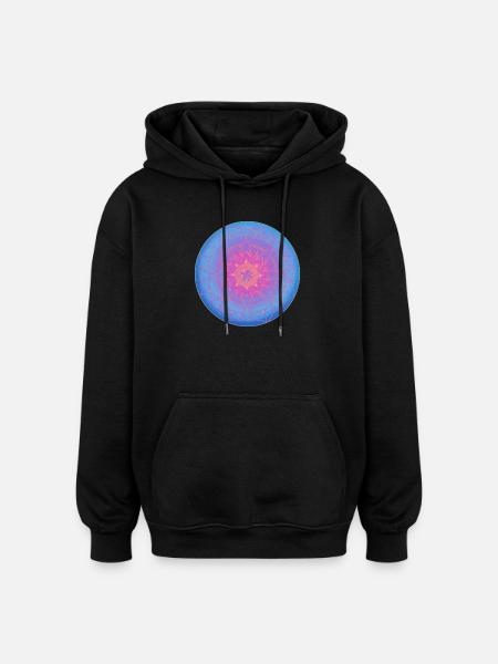 Dreamy mandala in blue-purple - Oversized Unisex Hoodie - black