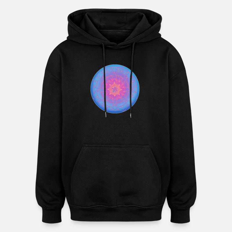Träumerisches Mandala in blau-lila - Oversized Unisex Hoodie - Schwarz