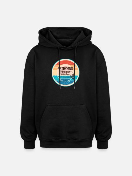 Greek sunset look Crete - Oversized Unisex Hoodie - black