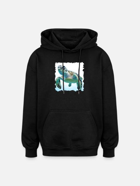 Underwater turtles close-up - Oversized Unisex Hoodie - black