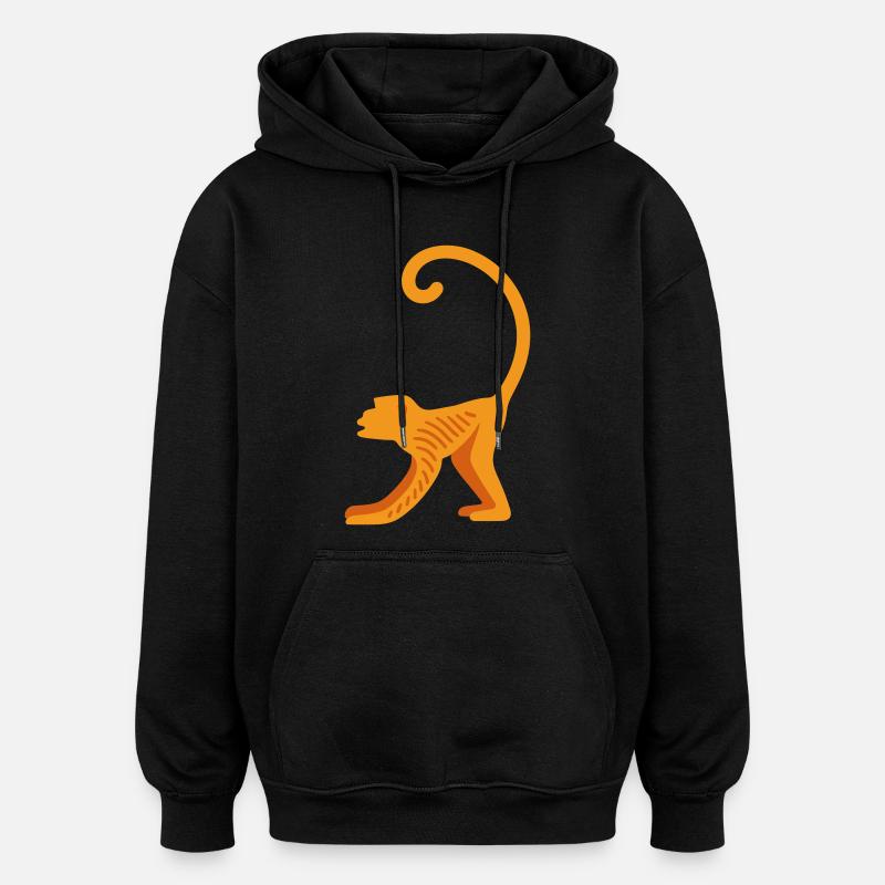 Orangutan Linienlogo - Oversized Unisex Hoodie - Schwarz