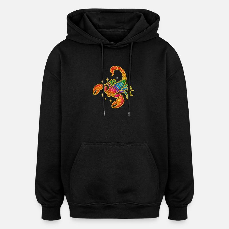 Arc-en-ciel Paillettes Scorpion - Sweat à capuche oversize unisexe - noir