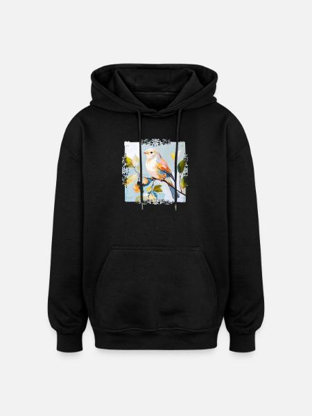 Bunter Vogel im Aquarellstil - Oversized Unisex Hoodie - Schwarz