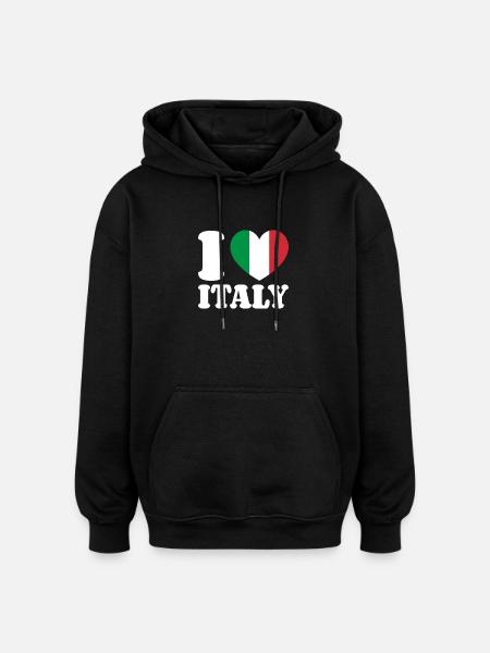I Love Italy Italy Italian Flag Heart - Oversized Unisex Hoodie - black