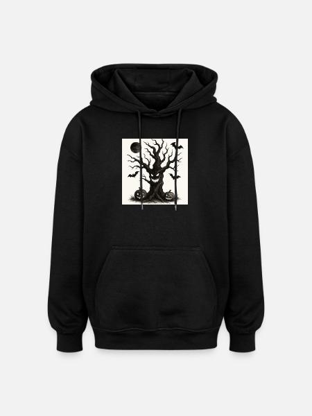 Halloween spooky tree October 31 - Oversized Unisex Hoodie - black