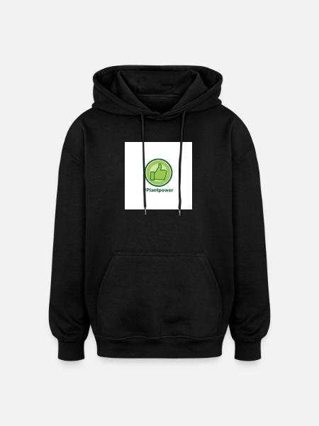 Plantpower Green Thumb Logo - Oversized Unisex Hoodie - black