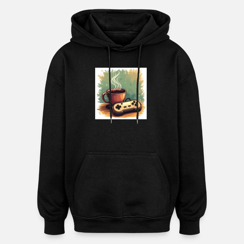 Caféine et campagnes - Sweat à capuche oversize unisexe - noir