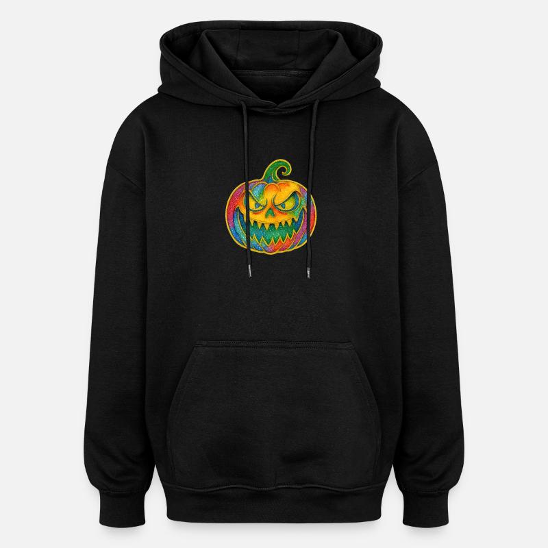 Sourire de citrouille arc-en-ciel - Sweat à capuche oversize unisexe - noir