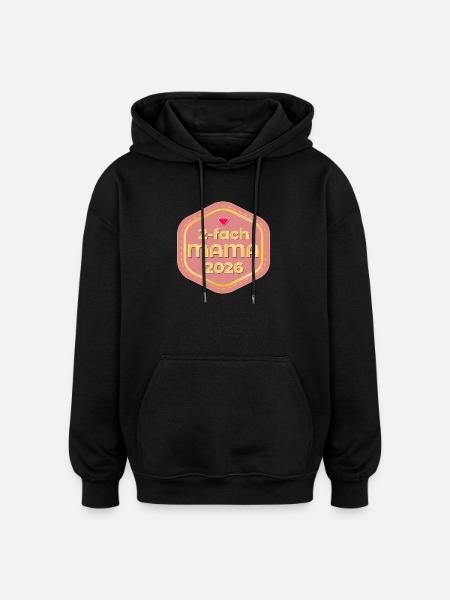 Mother of Two 2026 - Announcing Baby - Oversized Unisex Hoodie - black