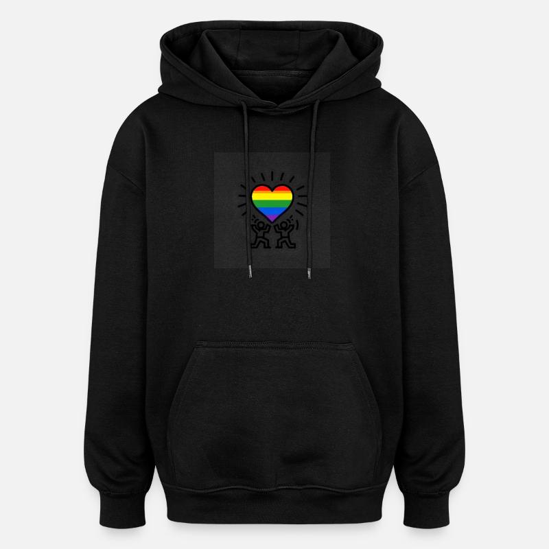 Herz-Regenbogen-Feier - Oversized Unisex Hoodie - Schwarz