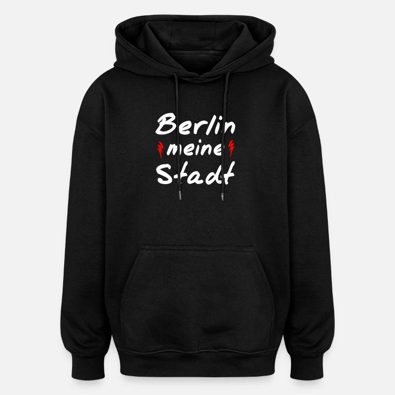 Berlin - Sweat à capuche oversize unisexe - noir