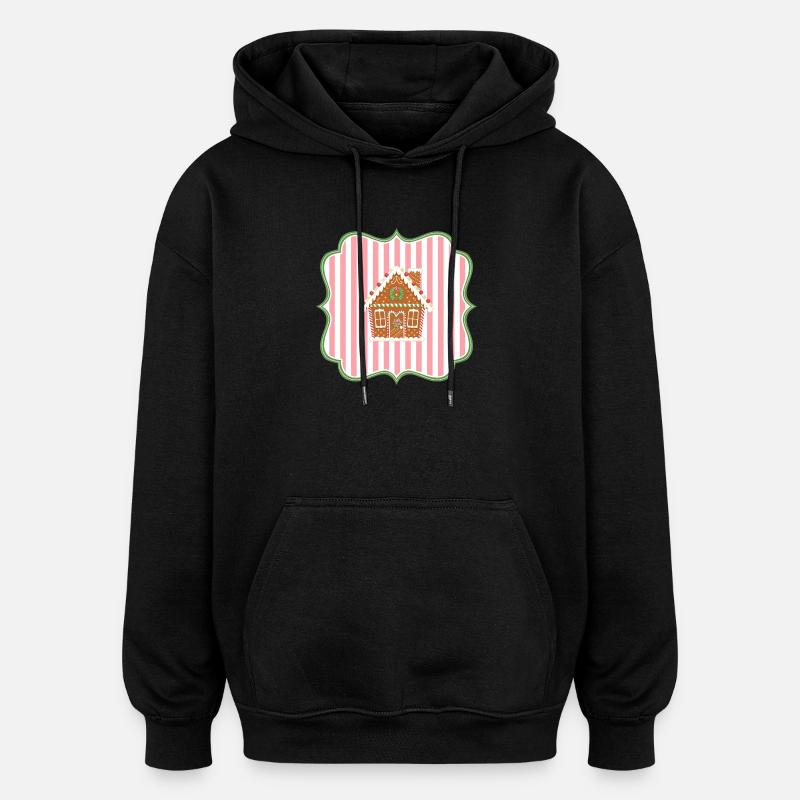 Lebkuchenhaus Weihnachts Emblem Modern - Oversized Unisex Hoodie - Schwarz