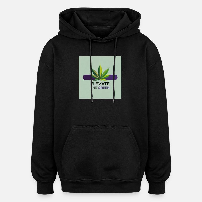 Elevate The Green Feuille de Cannabis - Sweat à capuche oversize unisexe - noir