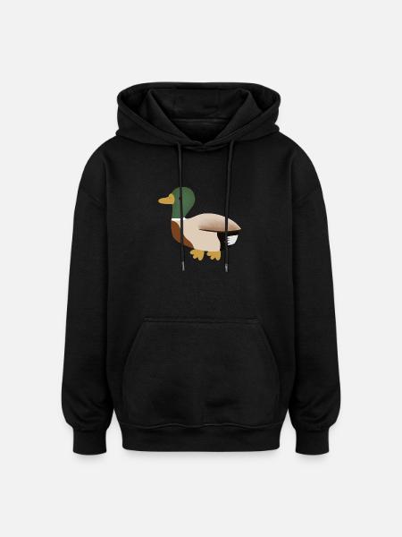 Mallard Duck Minimal Illustration - Oversized Unisex Hoodie - black