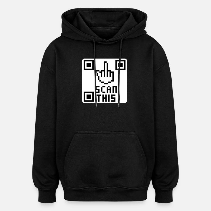 QRcode middle finger - Oversized Unisex Hoodie - black