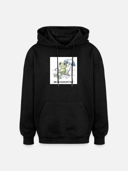 Frog Beach Coffee Chill - Oversized Unisex Hoodie - black