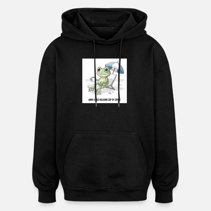 Frog Beach Coffee Chill - Oversized Unisex Hoodie - black