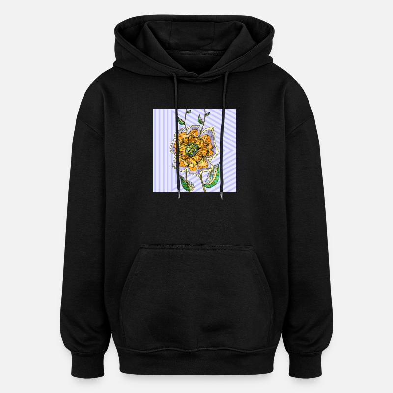 Blume - Oversized Unisex Hoodie - Schwarz