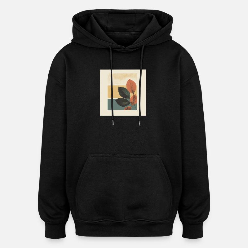Autumn Leaf Block Collage - Oversized Unisex Hoodie - black