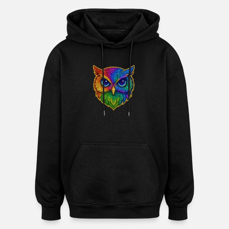 Eule | Waldkauz | Regenbogen Eulenzauber - Oversized Unisex Hoodie - Schwarz