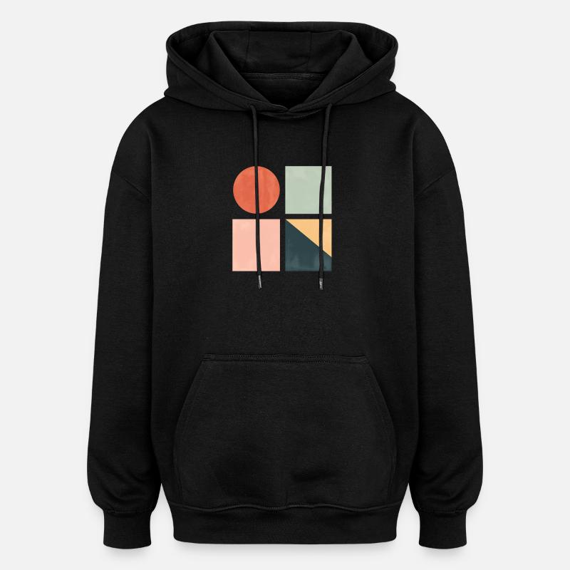 Minimal Geometric Shapes — Modern Abstract Art - Oversized Unisex Hoodie - black