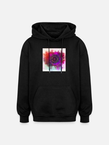 Abstract poppy - Oversized Unisex Hoodie - black