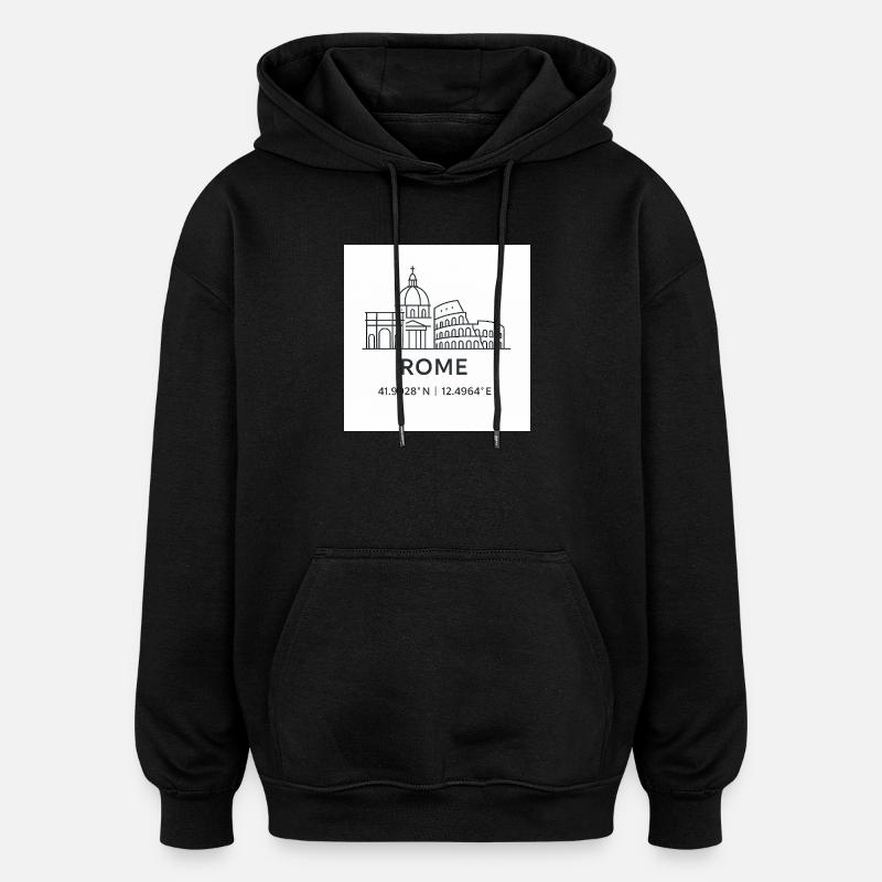 Rom Linienkunst Silhouette Wahrzeichen - Oversized Unisex Hoodie - Schwarz