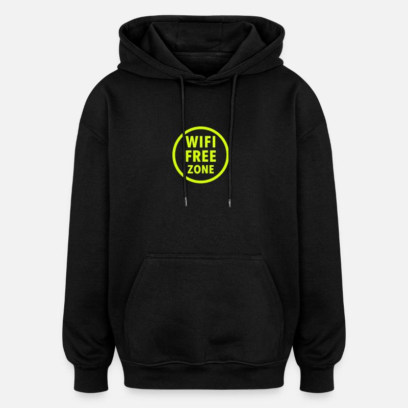 Zone sans Wi-Fi Neon Circle - Sweat à capuche oversize unisexe - noir