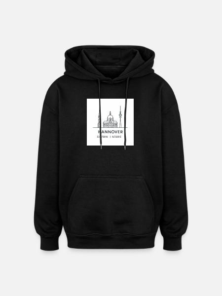 Hanover Line Art Silhouette Landmark - Oversized Unisex Hoodie - black