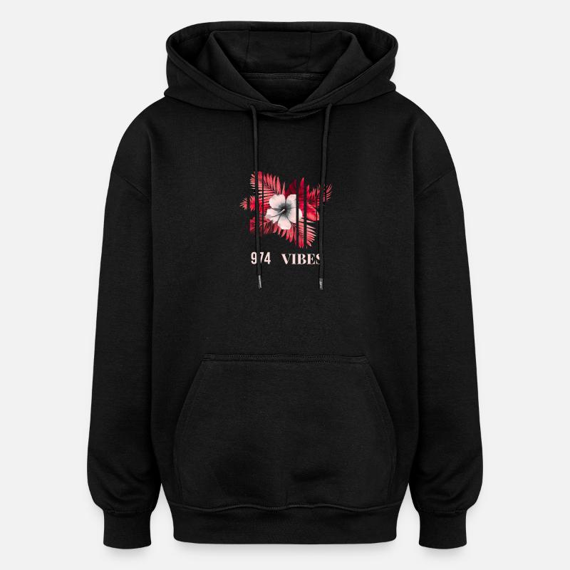 Vibes Tropiques 974 - Sweat à capuche oversize unisexe - noir