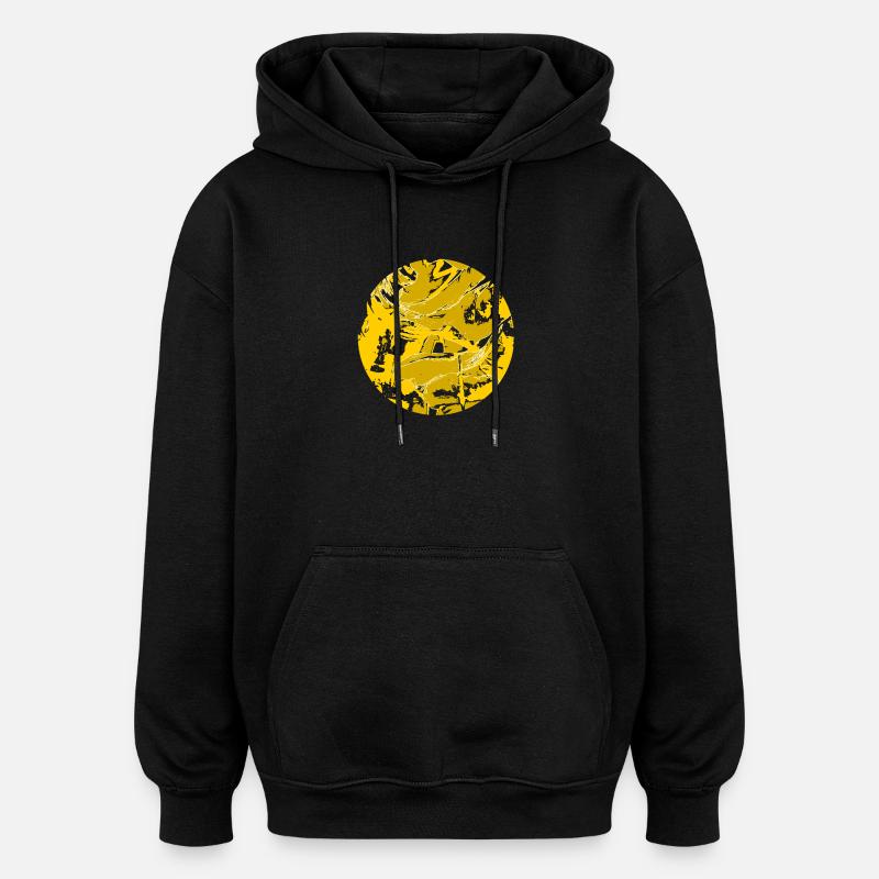 Cercle abstrait solaire - Sweat à capuche oversize unisexe - noir