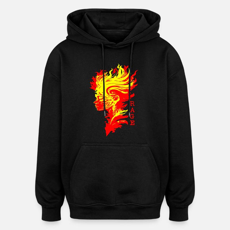 Flammende Wut - Oversized Unisex Hoodie - Schwarz