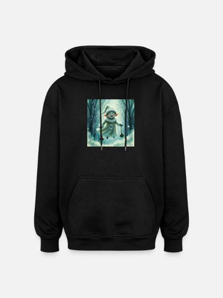 Winterelf mit Glocken - Oversized Unisex Hoodie - Schwarz
