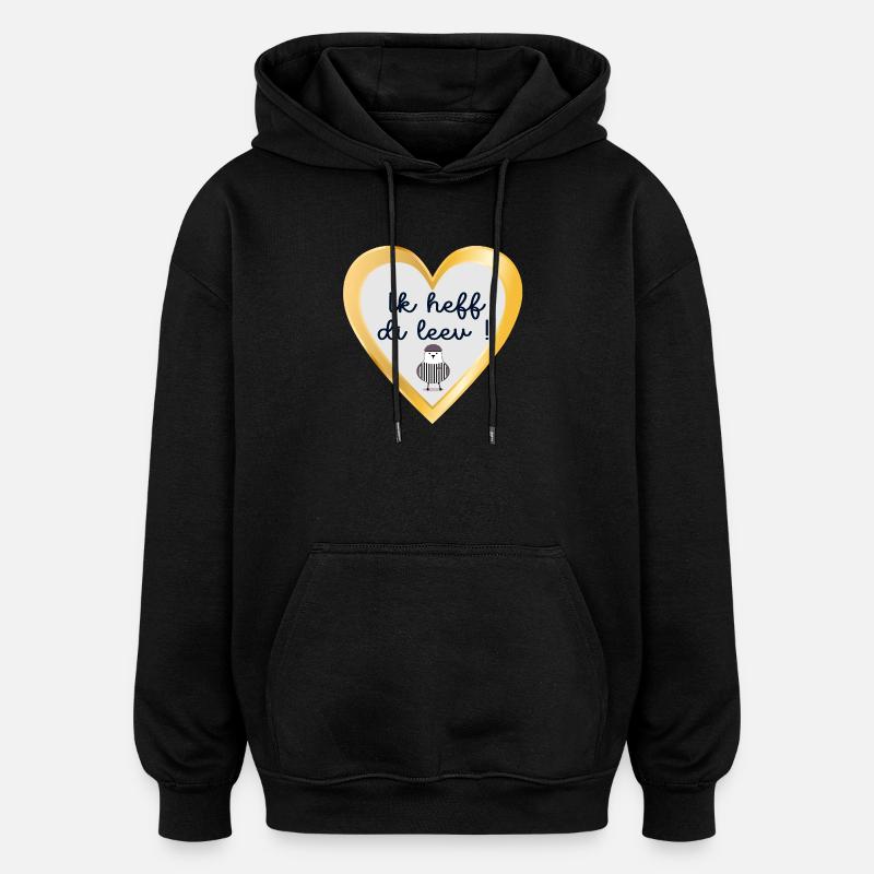 Bas allemand je t’aime - Sweat à capuche oversize unisexe - noir