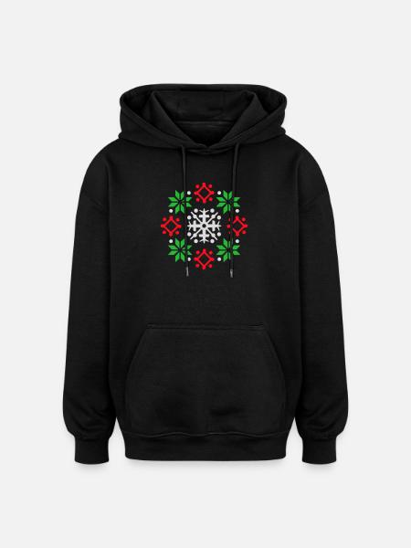 Snowflakes Pattern Christmas Sweater Snow - Oversized Unisex Hoodie - black