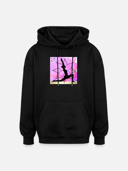 Yoga Silhouette on Mandala - Oversized Unisex Hoodie - black