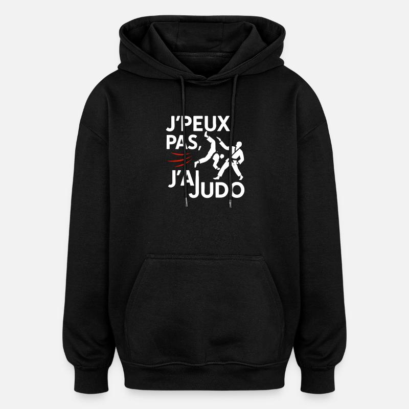 Judo Punchline: J'peux pas - Sweat à capuche oversize unisexe - noir