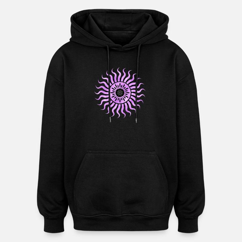 Soleil Violet Rêveur - Sweat à capuche oversize unisexe - noir