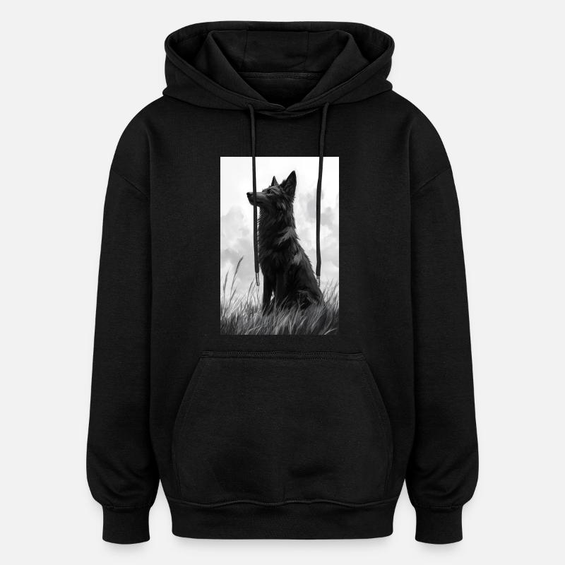 Illustration eines Wolfes - Oversized Unisex Hoodie - Schwarz