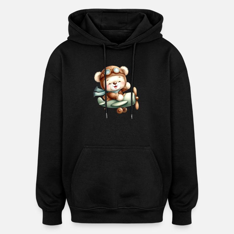 Flieger-Teddy - Oversized Unisex Hoodie - Schwarz