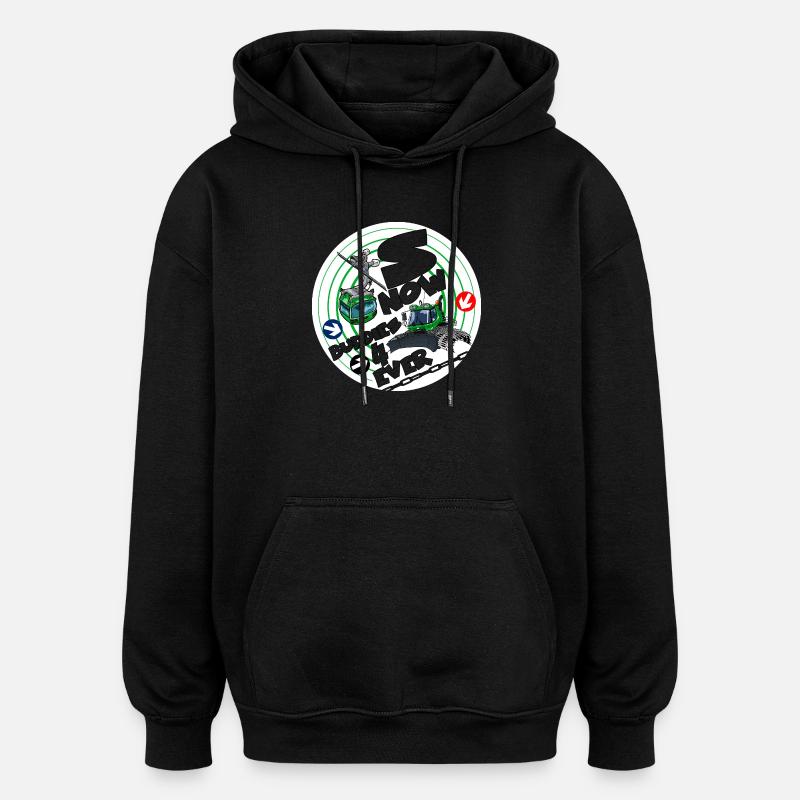 Nr. 1423-snow_buddies_groen - Oversized Unisex Hoodie - Schwarz