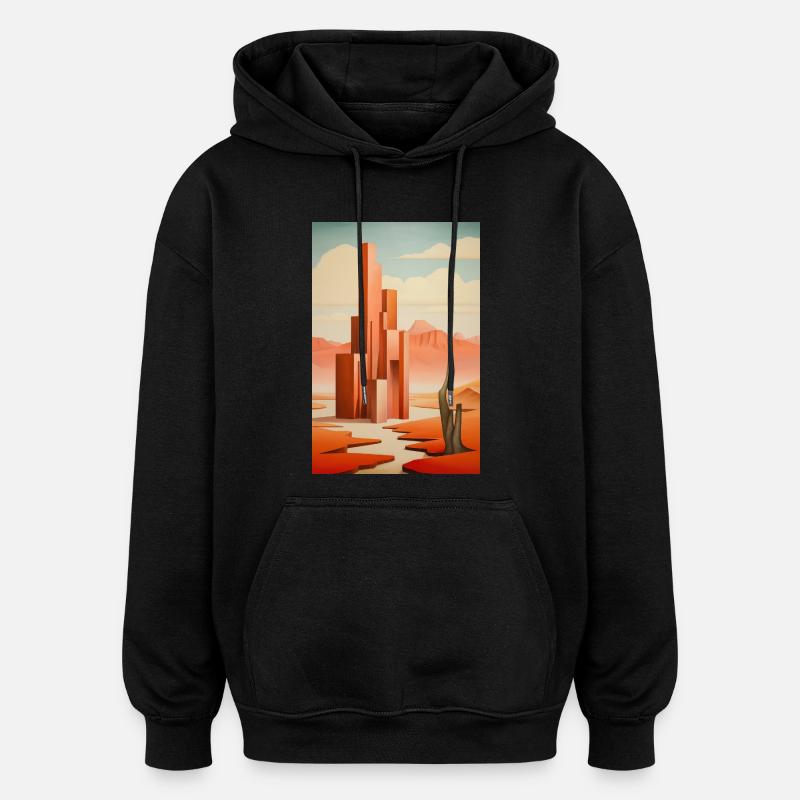 Illustration einer Wüstenlandschaft - Oversized Unisex Hoodie - Schwarz