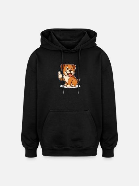 Happy Dog Thumbs Up - Oversized Unisex Hoodie - black