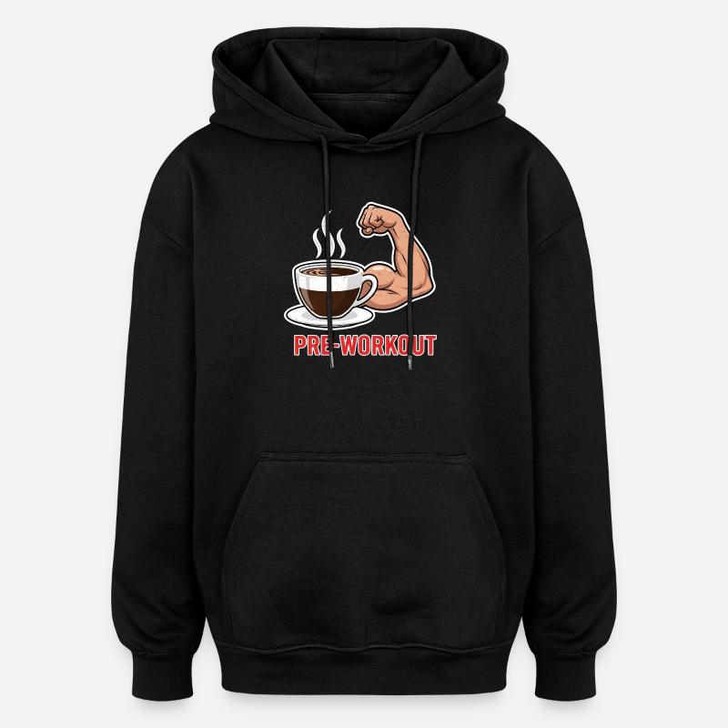 Coffee Power Pré-Entraînement - Sweat à capuche oversize unisexe - noir