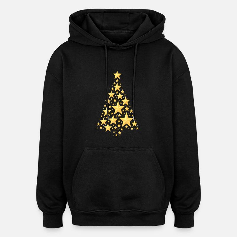 SAPIN DE NOËL AVEC DES ÉTOILES - Sweat à capuche oversize unisexe - noir