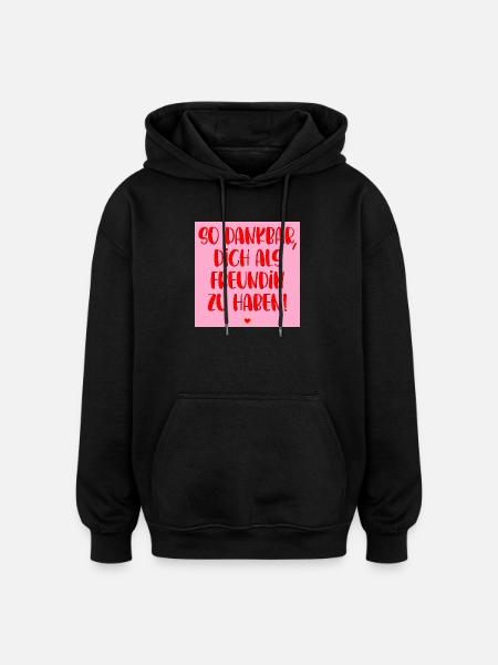 GRATEFUL FRIENDSHIP HEART - Oversized Unisex Hoodie - black