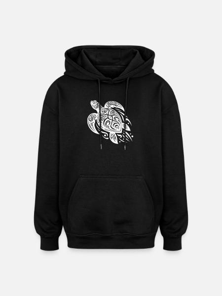 Tradition meets modern turtle tattoo - Oversized Unisex Hoodie - black