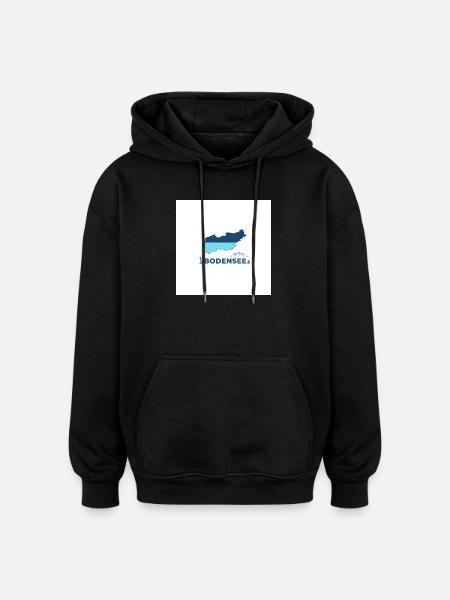 Bodensee Landschaftslogo Seeufer - Oversized Unisex Hoodie - Schwarz