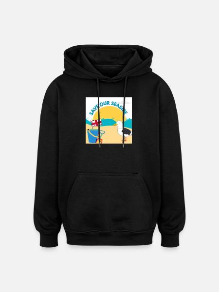 Save Our Seaside Illustration - Oversized Unisex Hoodie - black