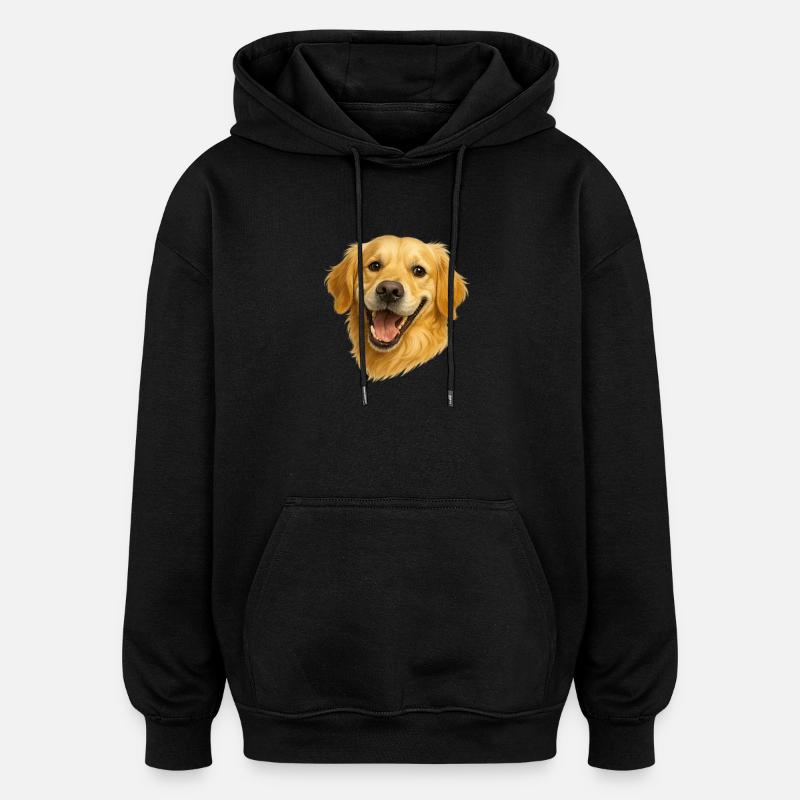 Tête de Golden Retriever joyeuse - Sweat à capuche oversize unisexe - noir